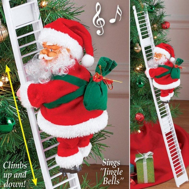 Music Christmas Santa Claus Climb Ladder