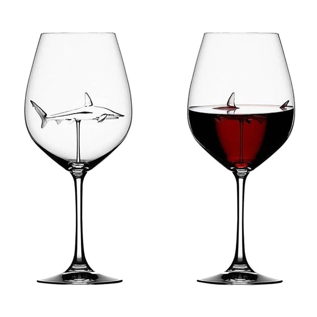 2PC Crystal Cup Glass Shark Red Wine
