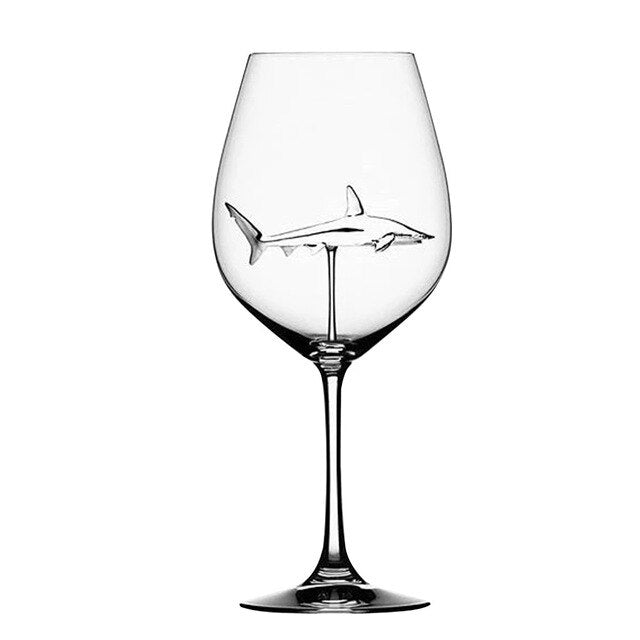 2PC Crystal Cup Glass Shark Red Wine